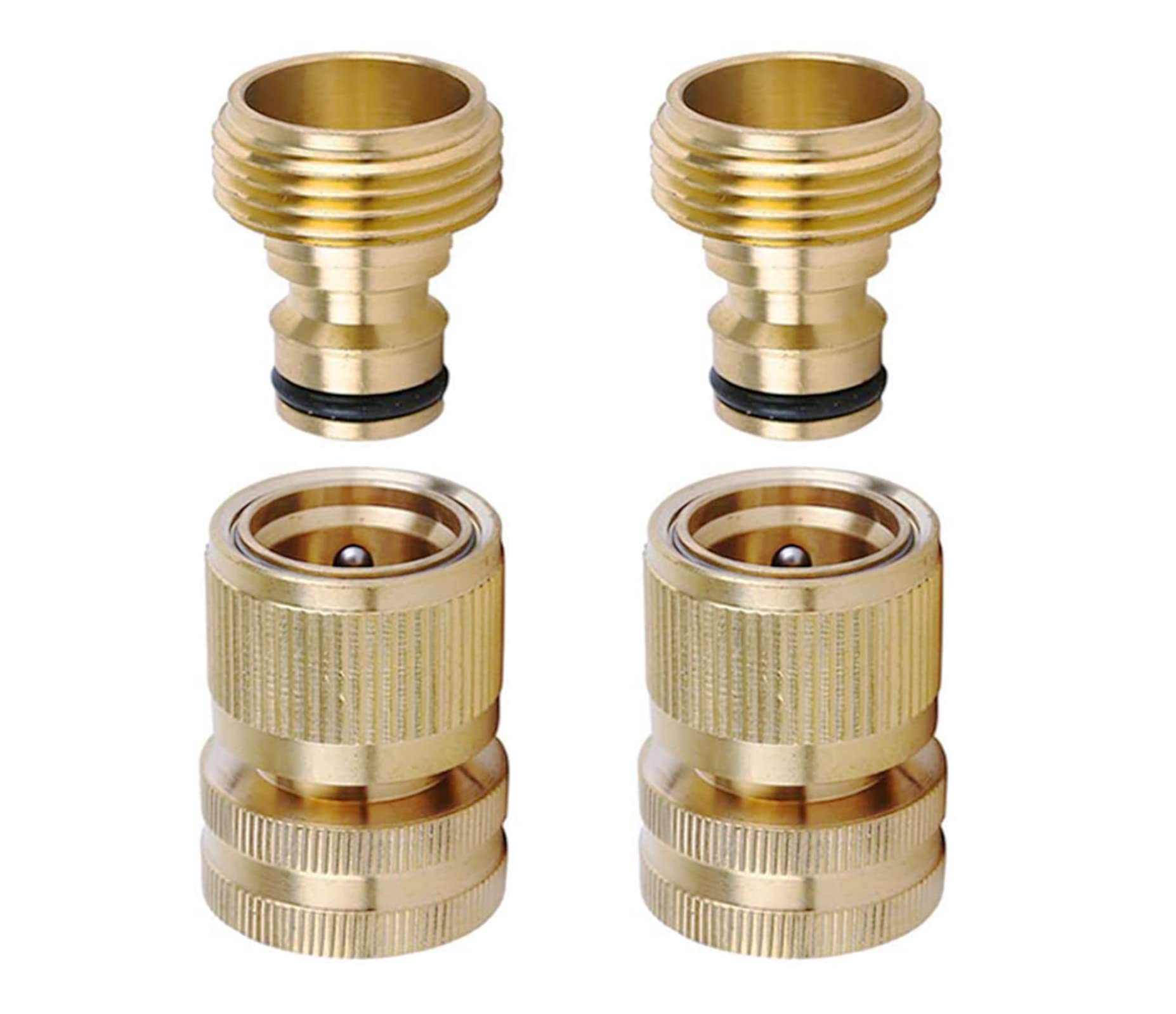 Photo 1 of **MISSING 1** LIKAGE Brass Hose Quick Connect, 3/4 Inch GHT Thread Garden Hose Quick Connector No-Leak Water Hose Quick Connect Fittings Male and Female - 2Packs