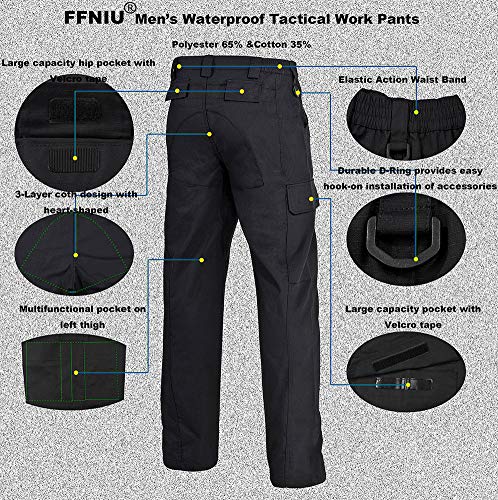 Men's Cargo Work Pants Water Resistant Rip Stop Operator Tactical Outdoor Pant