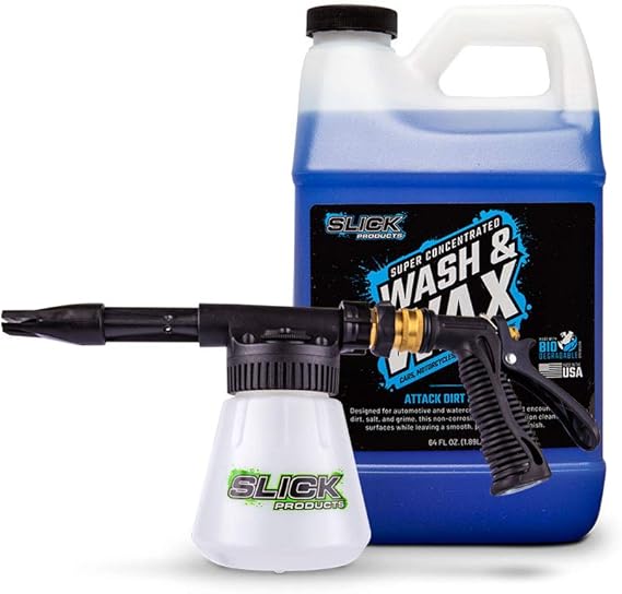 Slick Products Wash & Wax (64 oz.) + Garden Hose Foam Gun