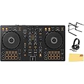 Pioneer DDJ FLX4 DJ Controller - Black Bundle with Laptop Stand, Headphones, and Austin Bazaar Polishing Cloth