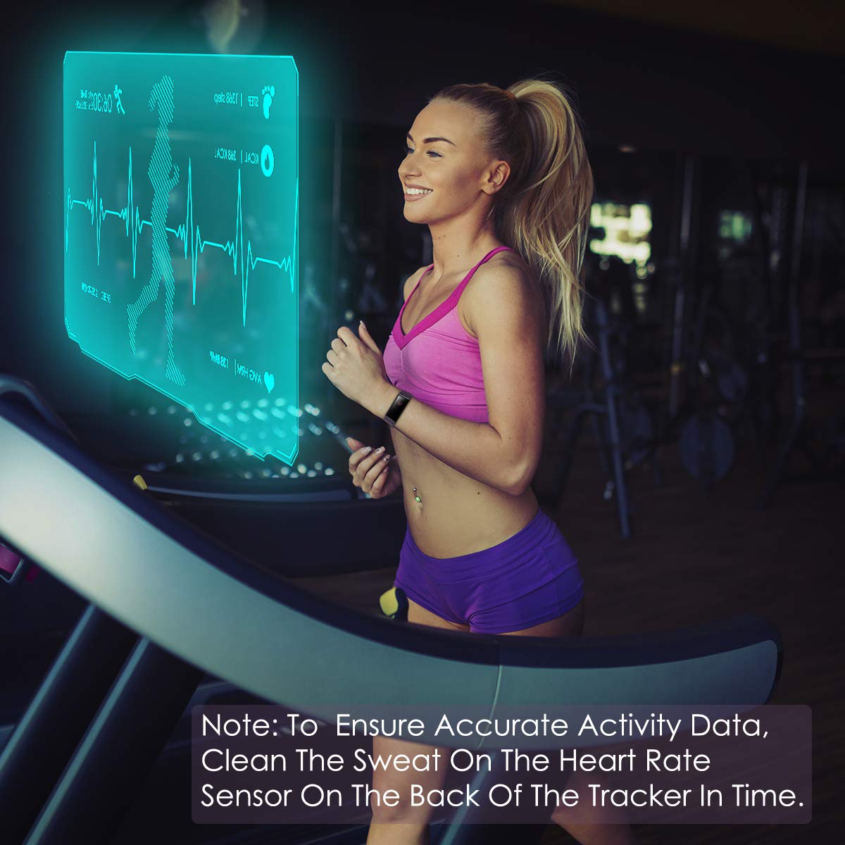 CHEREEKI Fitness Tracker, Orologio Fitness Bluetooth Impermeabile IP68 Uomo Donna con Cardiofrequenzimetro, Contapassi con Calorie, e Cronometro per iPhone Android (Viola)