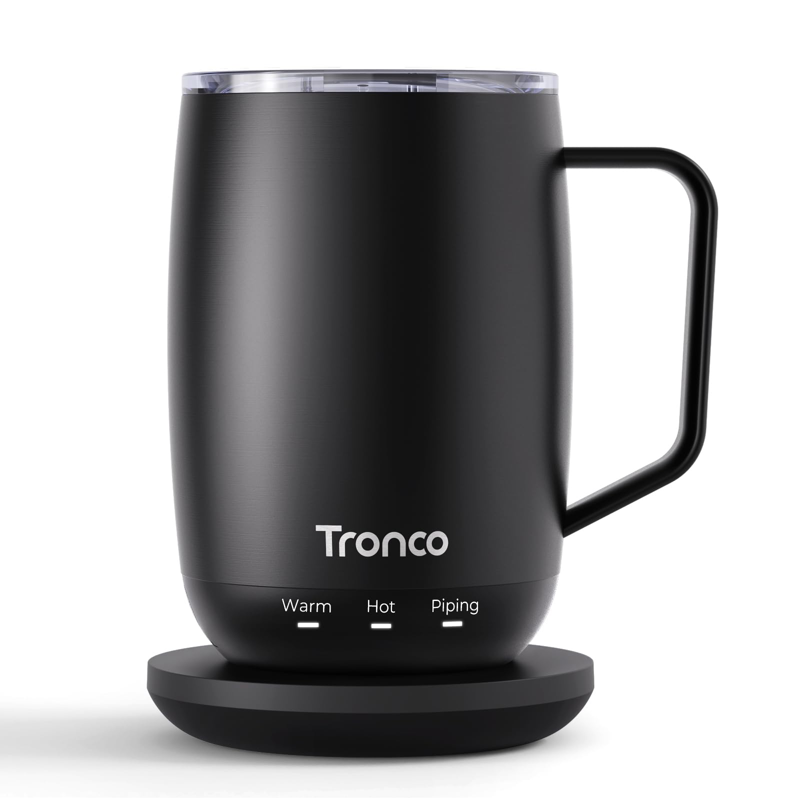 Photo 1 of Tronco Temperature Control Heated Coffee Mug 14 oz – Rechargeable Self-Heating Smart Mug with Lid – Manual Control, 3 Modes, 130 Min Battery Life, Auto Shut-Off (Black)