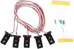Violiica 5 Pcs 20mm Green/Red LED Railroad Dwarf Signals with Resistors for Model Train Layouts, 3V 20mA for HO Scale 87