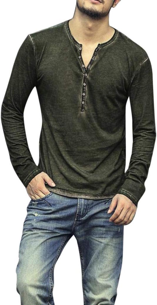 mens henley long sleeve slim fit