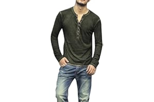 F_GOTAL MENS SHIRT Mens Shirts Long Sleeve Casual Button Down Solid V Neck T Shirts Mens Muscle Tops Blouse Pullover Jumper Sweatshirts