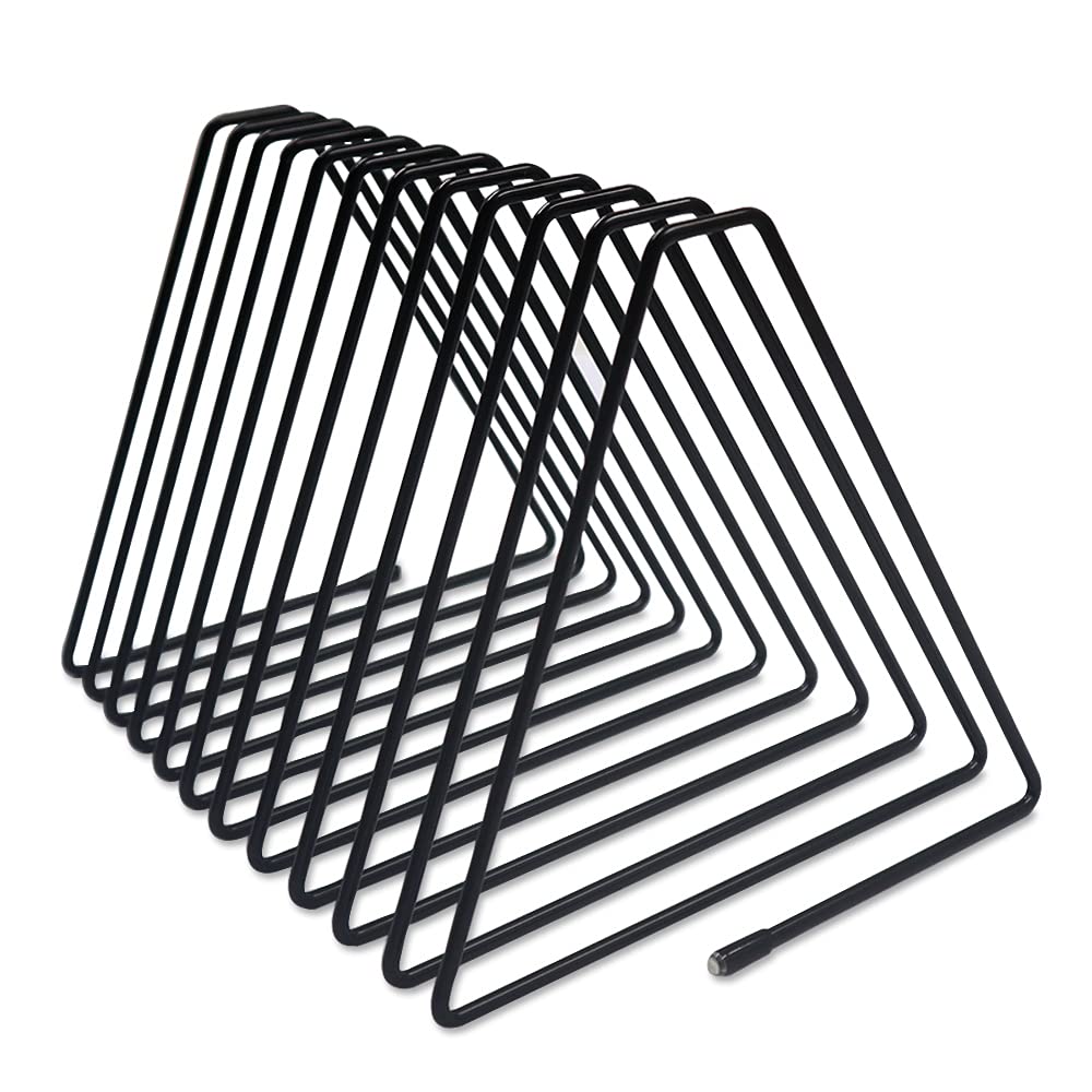 Fatiya 11 Lattice Adjustable Triangle File Holder Book Rack, Vertical Desktop Magazine Stand, Metal Newspaper Folder, Wire File Sorter Desk Organizer, for Vinyl Record Notebook (Black)