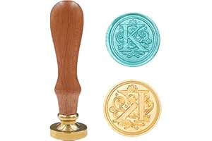KRASTMON Medieval Traditional Initial Alphabet Wax Seal Stamp, Brass Head Wooden Handle Letter Stamps for Card/Envelope/Gift - (Letter K)