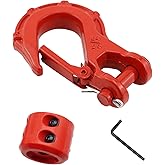 HASHENTA 3/8" Winch Hook with Cable Stopper - Grade 70 Safety Steel Max 37478 LBS Winch Cable Hook Stopper Set for Winch Rope,UTV,ATV,Off-Road (Overall red)