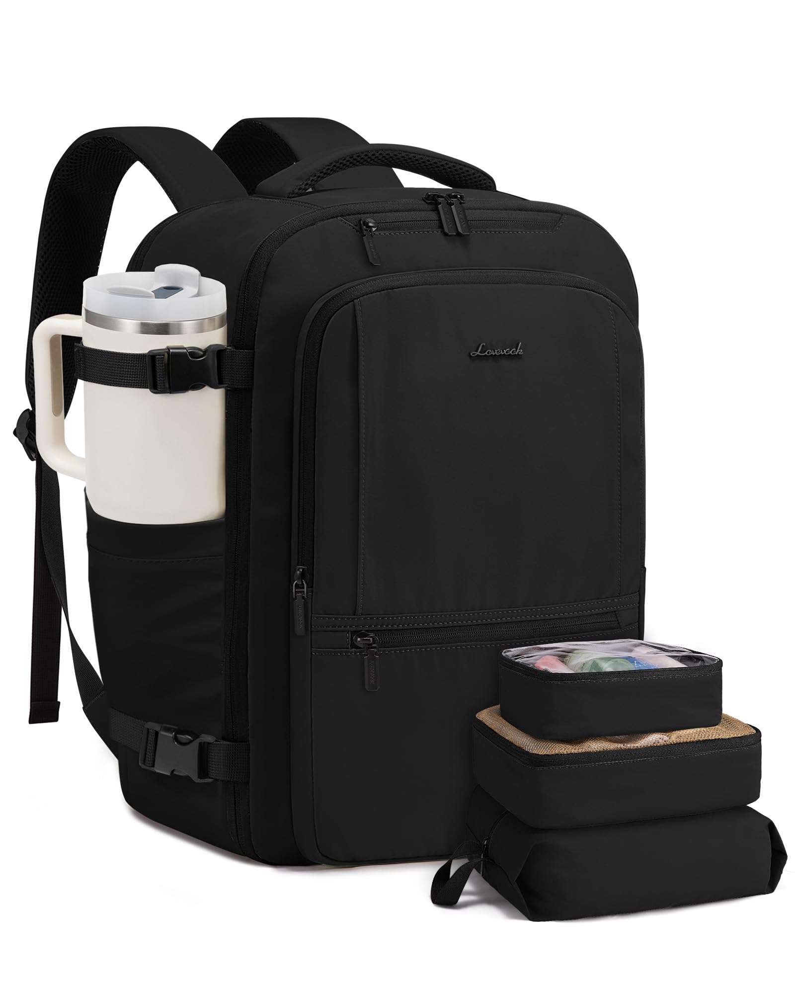Photo 1 of LOVEVOOK Travel Backpack for Women & Men, 50L Large Carry On Backpack Airline Approved, TSA Personal Item Weekender Bag, Water Resistant Laptop Backpacks with 3 Packing Cubes for Travel Essentials