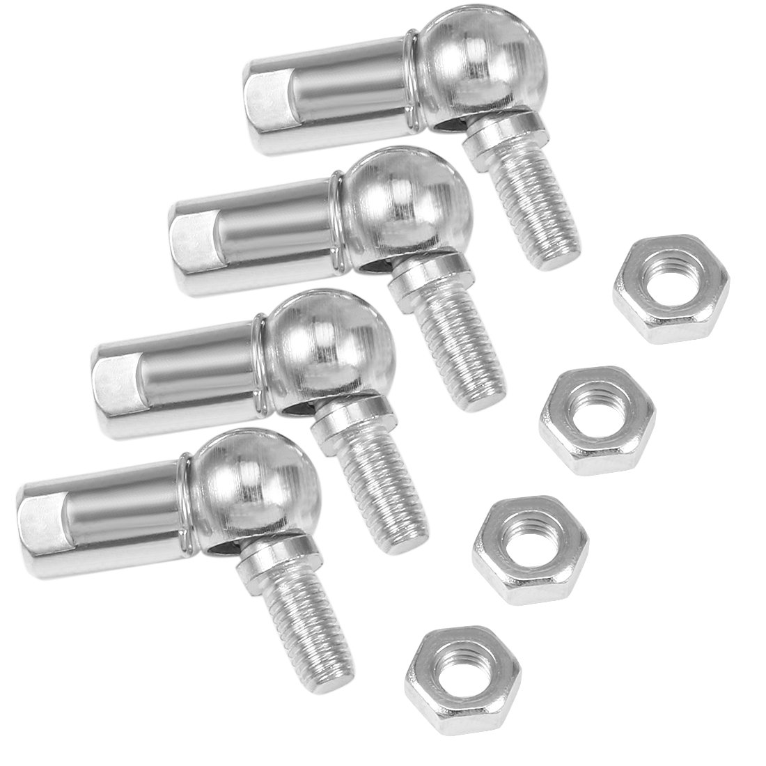Sourcingmap CS13 Rod End Ball Bearing with Stud, Right-Hand Female Thread M8x1.25, Right-Hand Male Thread M8x1.25, Self-lubricating Carbon Steel Ball Socket Endfitting 4pcs