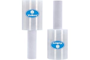 VicMore Stretch Film 2-Pack, 5" x 1000' Cling Wrap with Handle, 60 Gauge Clear Moving & Packing Wrap, Durable Mini Stretch Roll for Shipping, Packaging Supplies