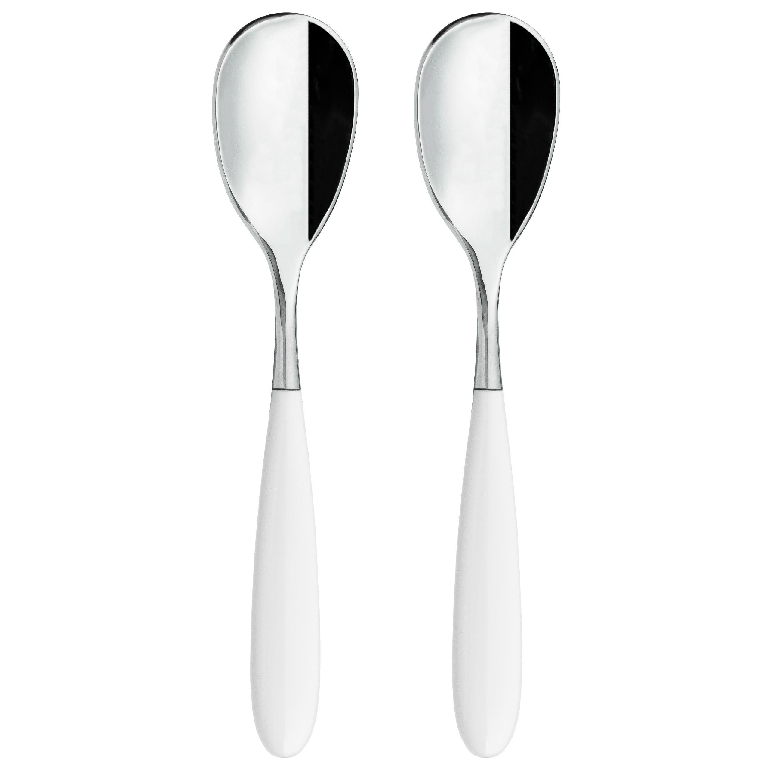Grunwerg Yin & Yang Coffee Spoons 2CS650W, 18/10 Stainless Steel, Set of 2, White