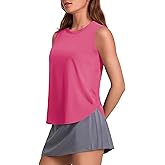 PINSPARK Workout Tank Tops Woman UPF 50+ Yoga Tanks Quick Dry Sleeveless Gym Shirts with Side Slits Loose Fit Athletic Top