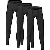 4 or 3 Pack Youth Boys' Compression Leggings Tights Athletic Pants Sports Base Layer for Kids Cold Gear