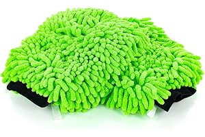 The Rag Company - Premium Chenille Microfiber Knobby Wash Mitts - Perfect for Car Washing and Detailing; Scratch-Free, Lint-Free, Double-Sided, Plush, and Absorbent; Lime Green (2-Pack)