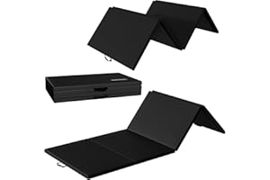 Fitvids 10'x4'x2" Folding Exercise Gymnastics Mat for Tumbling, Gym Workoutt Mat with Carry Handles, Tri-Fold High-Density Anti-Tear Aerobics Mats for Yoga, Pilates, Martial Arts, Home Fitness & Play
