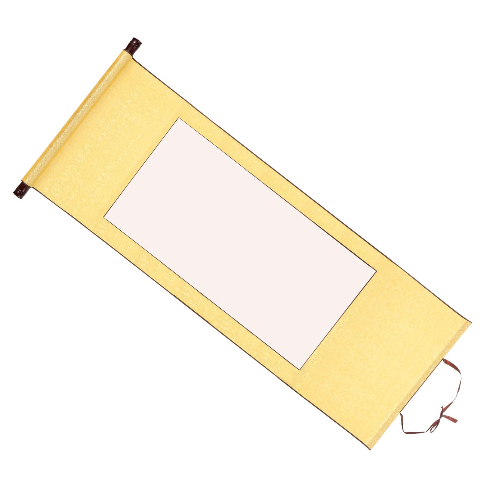 PATIKIL 47x16 Inch Xuan Paper Scroll, Silk Half Raw Ripe Blank Hanging Xuan Paper Chinese Calligraphy Practice Roll for Art Painting Home Decor, Yellow