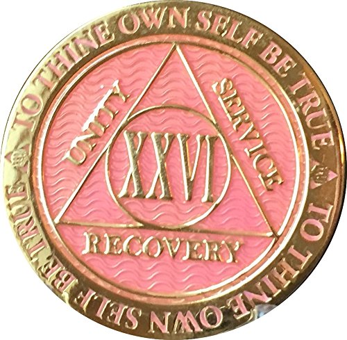 Recoverychip 26 Year AA Medallion Reflex Pink Gold Plated Chip