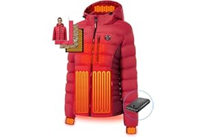 IHOOD Women's Heated Puffer Jacket With 12V Battery Pack-Insulated Water-Resistant Hooded Hand-Heating Electric Heated Jacket