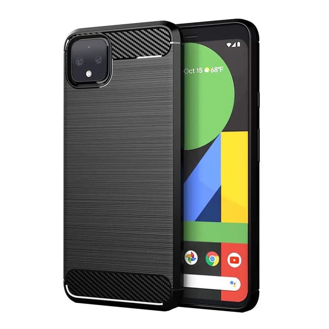Google Pixel 4 Case - Ultra Slim Carbon Fibre Shockproof Bumper Case Cover For Google Pixel 4 Black