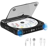 Portable CD Player with Bluetooth 5.3, Rechargeable CD Player for Home/Car, Built-in HiFi Speakers, Headphones, LCD Screen, Supports CD/AUX/USB and Repeat Modes, Black