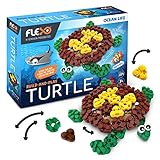 Flexo - Toy Building Brick Set with Flexible 3D Blocks - Fun Ocean Theme Educational Stem Learning for Girls & Boys - Kids Age 7+ - 229 Piece Build Kit - Award Winning Design - Turtle Design