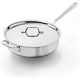 All-Clad D3&reg; Stainless Steel 4 Qt Saut&eacute; Pan with Lid, Made in the USA | The Original Bonded Professional Cookware, Large Saut&eacute; Pan , Induction Compatible, Oven Safe up to 600F
