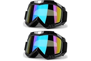 LMAVAG ATV Goggles Dirt Bike Goggles 2-Pack Motorcycle Motocross Goggles Riding Racing Goggles MX Helmet Goggles Windproof Glasses Ski Goggles UV400 Anti-Fog Dustproof for Adult Youth KIds Color Lens