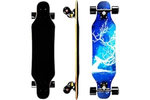 ASKTOM Mini Cruiser Longboard, 31 Inch Small Size Wide Wheel Skateboard, Beginner Stable & Easy-to-Control Skateboard, Suitable for Park & Street Riding, Unique Flame Pattern