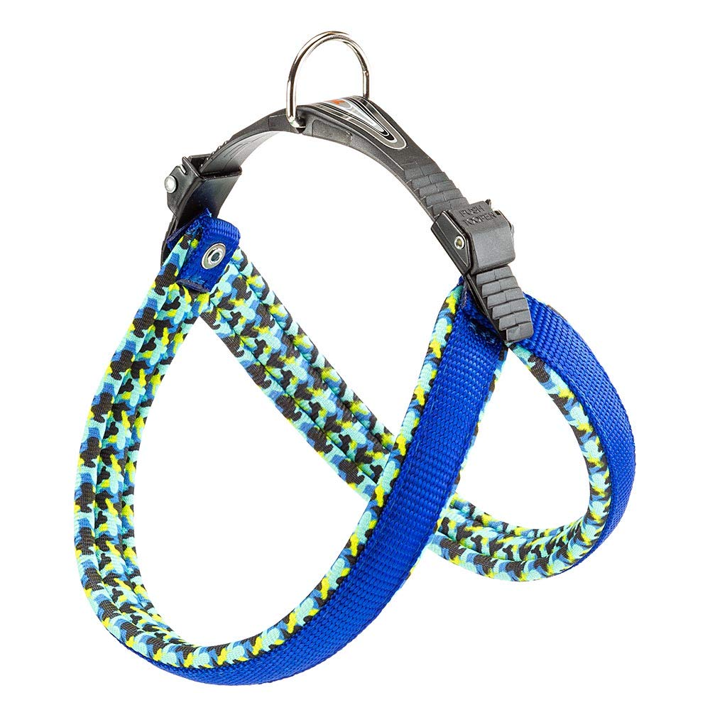 Ferplast Harness for Medium-Sized Dogs AGILA FANTASY 3 Dog Harness with Soft Padding, Quick Release and Attachment System, Chest Size 42-50 cm. Blue