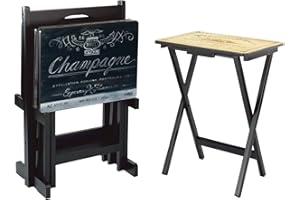 Cape Craftsmen Tuscan Italian Wine Label Classic TV Dinner Tray | Set of 4 | Foldable with Stand | Easy Storage Decorative Serving Tables for Home Activities (Wine)