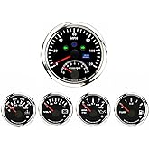 MOTOR METER RACING 85mm 3-3/8" W PRO Series 5 Gauge Set Black Dial | White LED, 2-In-1, GPS Speedometer, Tachometer, 52mm, 2-1/16", Volt, Fuel Level, Water Temp, Oil Press, Car, Boat, Truck