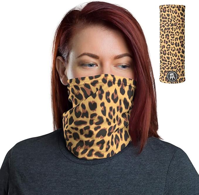 Barstool Sports Leopard Print Face Mask Cover Buff Gold at