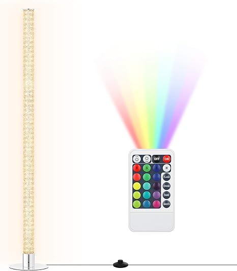 Dewenwils Led Corner Floor Lamp Rgbw Color Changing Lamps With Remote 48 Modern Dimmable Super Bright Standing Tall Mood Lighting For Living Room Bedroom Bedside Office Max 2688lm Amazon Com