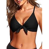 Women Underwire Bikini Top Only - Push Up Swimsuit Top Knot Front Criss Cross Bathing Suit Sexy Supportive