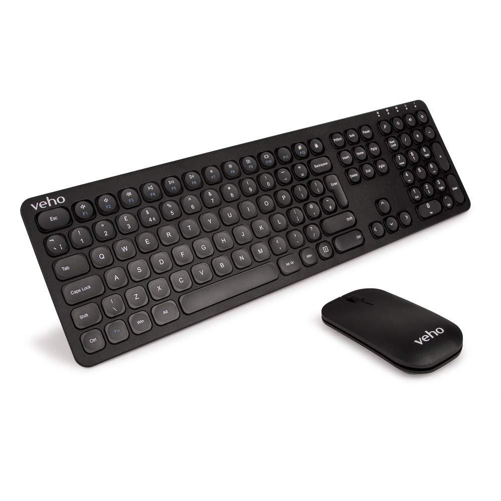 Veho HUT-8 WZ-1 Slimline Wireless Rechargeable Keyboard and Scroll Mouse Combo | Extended Battery Life | Designed in UK