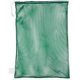Champion Sports Mesh Sports Equipment Bag, Green, 24x36 Inches - Multipurpose, Nylon Drawstring Bag with Lock and ID Tag for Balls, Beach, Laundry