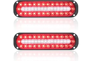 AT-HAIHAN Pack of 2 Oval Red LED Trailer Stop Brake Turn Signal Tail Lights with White Reverse Light, DOT Compliant Waterproo