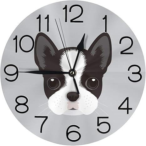 Amazon Co Jp スタイリッシュな3d面白いかわいい怠惰の木の花丸い壁時計電池式クォーツアナログ静かな家の台所の装飾壁時計 9 5インチ 面白い犬の子犬 ホーム キッチン