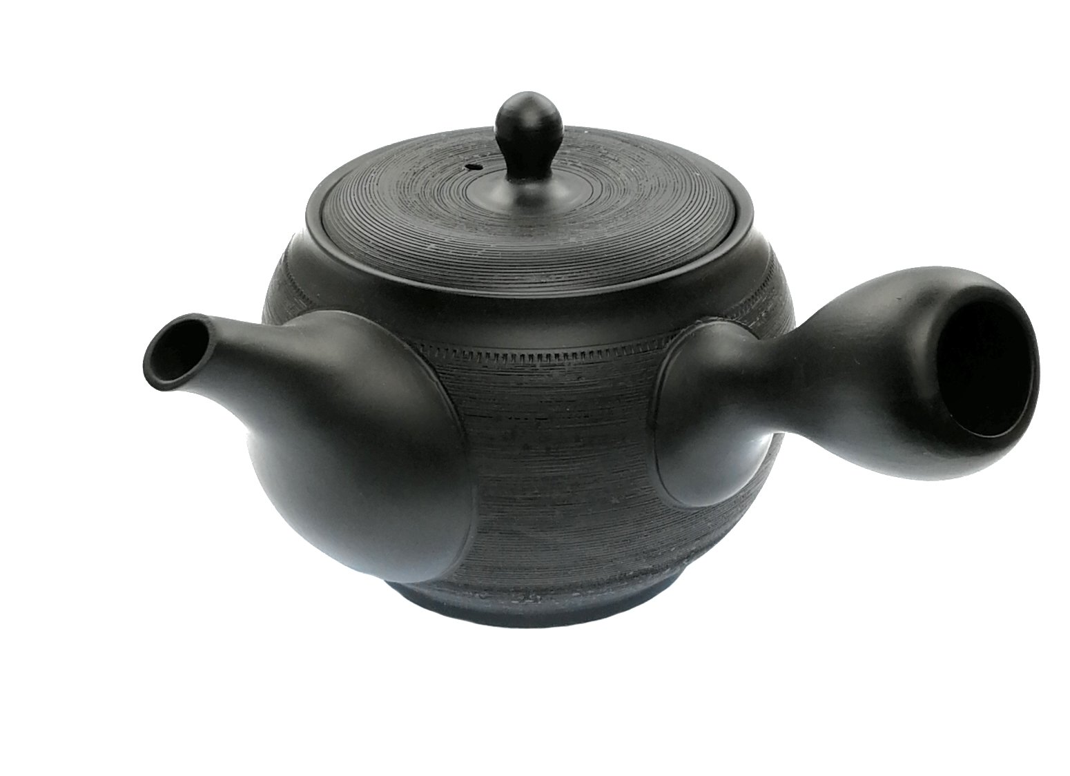 TeaClub Japanese Kyusu, 350 ml Ceramic Teapot with Integrated Tea Strainer, Black, Ideal for Green Tea Preparation