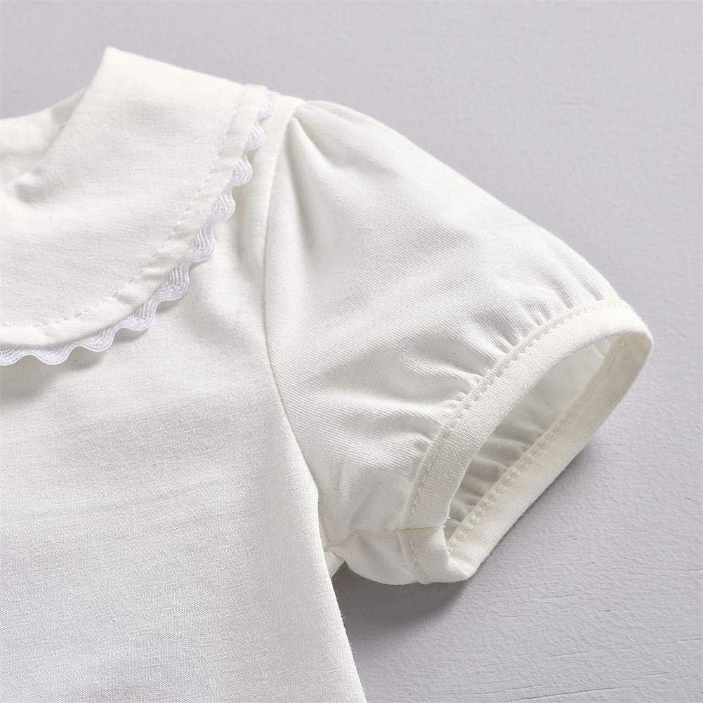 MODNTOGA Kids Girls Basic Shirt Long Sleeve 3 Solid Color Doll Collar Tops Blouse: Clothing