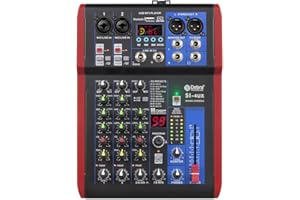 D Debra SI Series Professional Portable Recording Mixer Audio with 99 DSP Digital Effects Mic Preamps and USB for DJ Mixer Console Karaoke Home Recording Studio (SI-4UX)