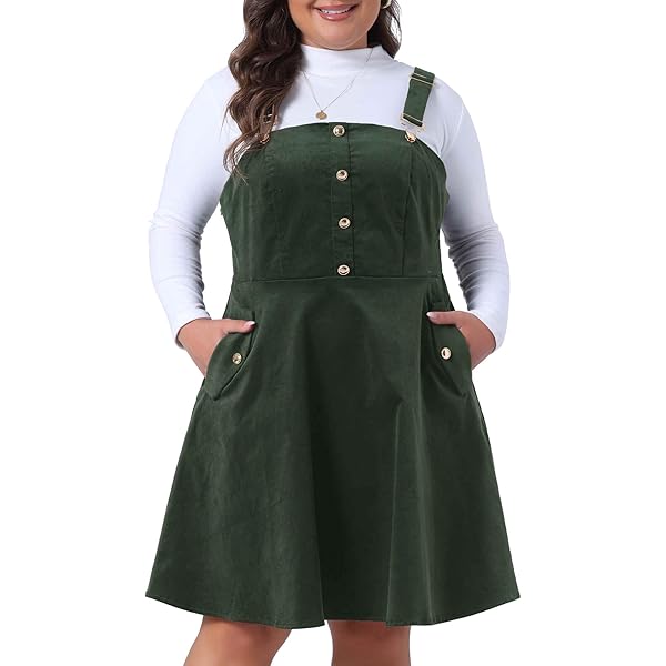 Agnes Orinda Plus Size Casual Overall for Women Pinafore Dress
