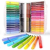 SAYEEC Washable Marker Coloring Pens Set, 48 Assorted Colors Drawing Pens, Medium Point Art Watercolor Marker Set with Storage Case for Adult Coloring Books Calligraphy Sketching