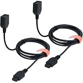 YEZriler 9 Pin Controller Extension Cable for Sega MD, Classic Retro Game Consoles AV 620, HD 621, HD 821, Wired Video Game Controller Gamepad Extension Cable 5.97FT - 2 Pack