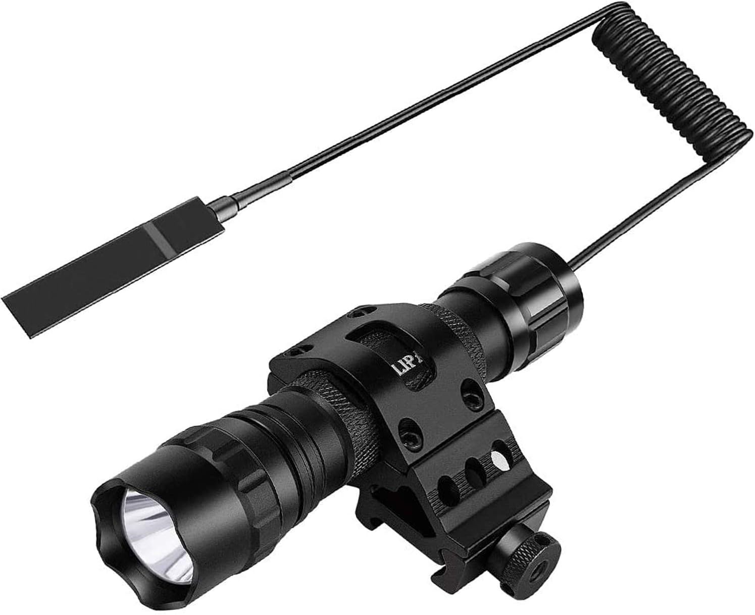 NULIPAM Tactical Flashlight Zoomable 1200Lumens Rechargeable Super Bright Weapon Light for AR with Offset Rail Mount, Pressure Switch