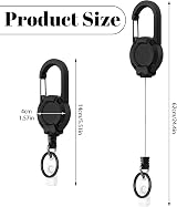 Yafe 2 Pack Heavy Duty Retractable Badge Reel Thick Steel Cord Key Holder view 3