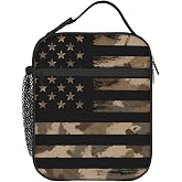PrelerDIY Desert Camouflage American Flag Lunch Box - Insulated Lunch Bags for Women/Men/Girls/Boys Detachable Handle Lunchbox Meal Tote Bag