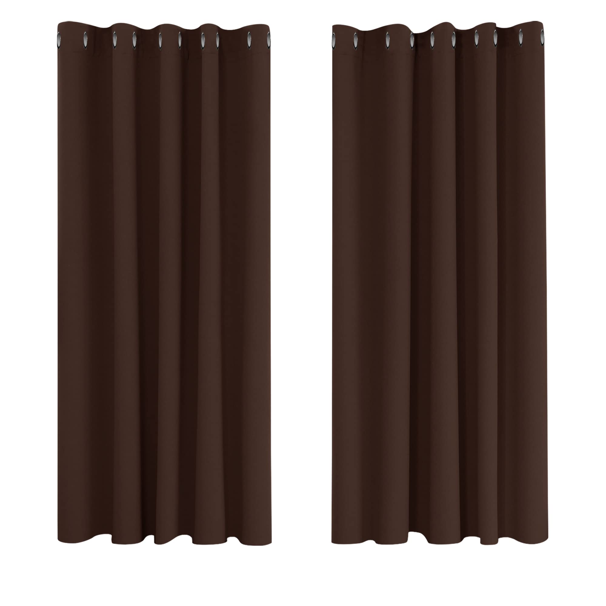 Deconovo Curtains Blackout Super Soft Thermal Insulated Eyelet Blackout Curtains for Bedroom 66 x 54 Inch Drop Chocolate 1 Pair