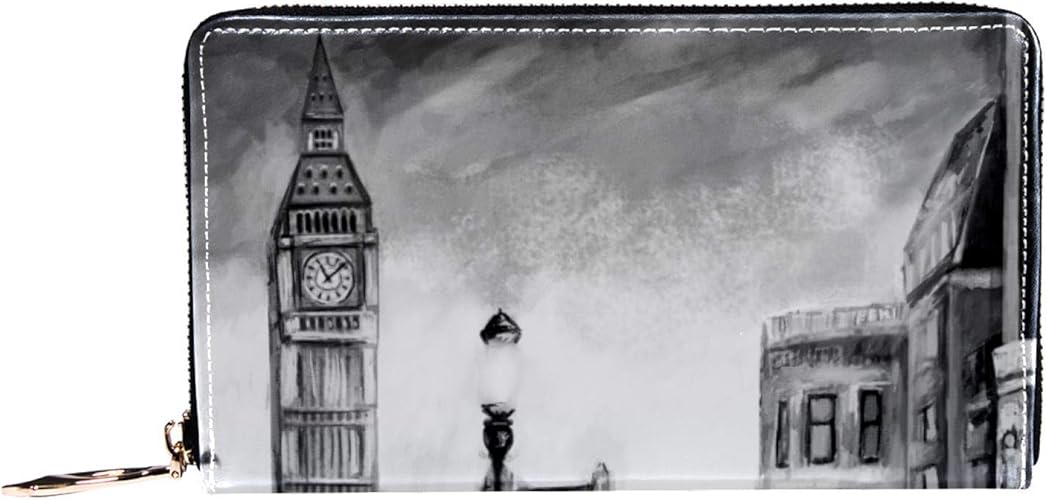 Amazon Mystage 長財布 レディース メンズ 財布 ウォレット Puレザー 個性的 大容量 多機能 小銭入れ カード入れ お札入れ ロンドン ストリートビュー 財布